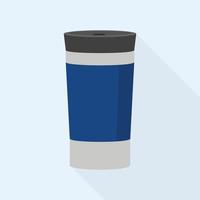 icono de taza termo, estilo plano vector