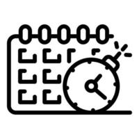 Calendar and clock icon, outline style vector