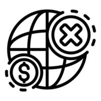 Global money crisis icon, outline style vector