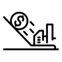 Trade war money fall icon, outline style vector