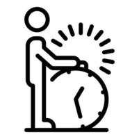 Person clicks on the clock icon, outline style vector