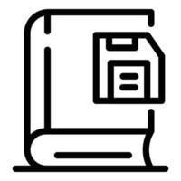 el icono de libro y disquete, estilo de contorno vector