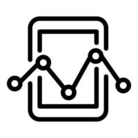 Tablet and chart icon, outline style vector