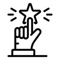 estrella al final del icono del dedo, estilo de esquema vector