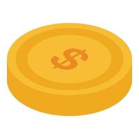 Gold coin icon, isometric style vector