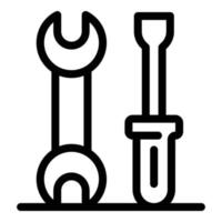 Wrench screwdriver icon, outline style vector