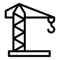 icono de grúa de construcción, estilo de esquema vector