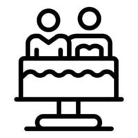 Wedding cake icon, outline style vector