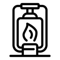 icono de lámpara de fuego de campamento, estilo de esquema vector