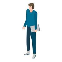 Man search job icon, isometric style vector