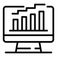 Monitor graph chart icon, outline style vector