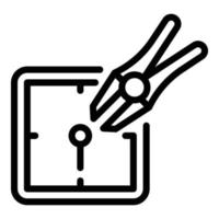 Pliers watch repair icon, outline style vector