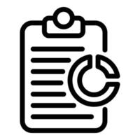 Pie chart summary icon, outline style vector