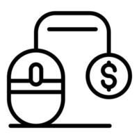 Mouse money icon, outline style vector