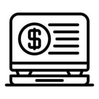 Laptop money icon, outline style vector