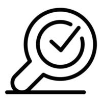 Approved mission magnifier icon, outline style vector