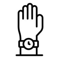 reloj de mano nuevo icono de reparación, estilo de esquema vector