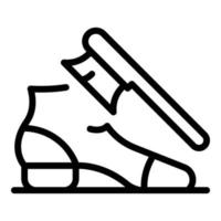 icono de zapato limpio de cepillo, estilo de esquema vector