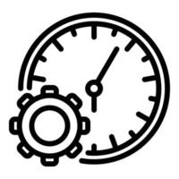 icono de reloj de pared de rueda dentada, estilo de esquema vector