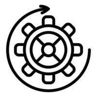 icono de rueda dentada de reloj, estilo de contorno vector