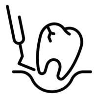 Extraction of a diseased tooth icon, outline style vector