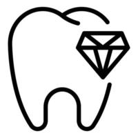 Tooth and diamond icon, outline style vector