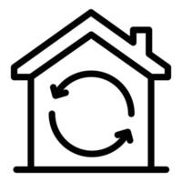icono de casa y flechas circulares, estilo de esquema vector