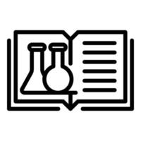 Open book and test tubes icon, outline style vector