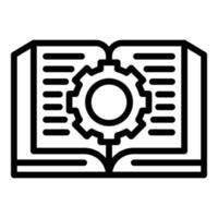 Open book and gear icon, outline style vector