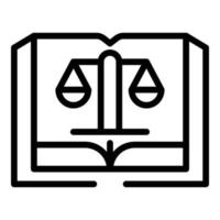 Open book and scales icon, outline style vector