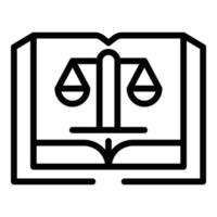 Open book and scales icon, outline style vector