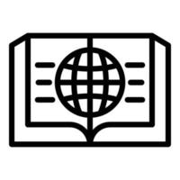 Open book and globe icon, outline style vector