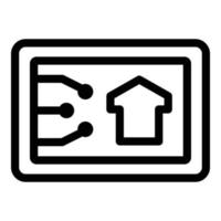 Smart home on tablet icon, outline style vector