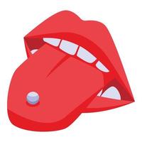 Tongue piercing icon, isometric style vector