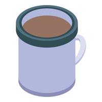 Thermos cocoa mug icon, isometric style vector