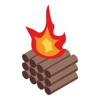 Campfire icon, isometric style vector