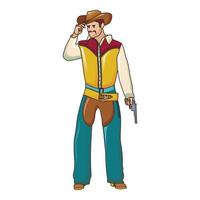 Cowboy icon, cartoon style vector