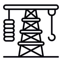 icono de grúa de ingeniero, estilo de esquema vector