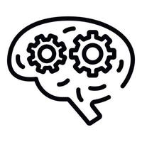 Brain with gears icon, outline style vector