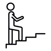 un hombre sube el icono de las escaleras, estilo de contorno vector