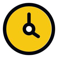 icono de reloj de pared amarillo, estilo de contorno vector