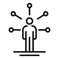 Human figure and ideas icon, outline style vector