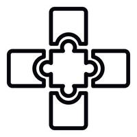 Jigsaw combination icon, outline style vector