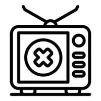 no hay icono de noticias falsas de televisión, estilo de contorno vector