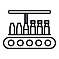 Bottles on conveyor icon, outline style vector