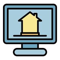 Smart home monitoring icon color outline vector