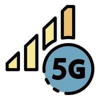 5G network sign icon color outline vector