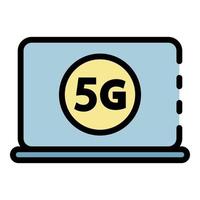 vector de contorno de color de icono de módem portátil 5g