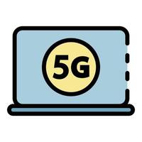 5G laptop modem icon color outline vector