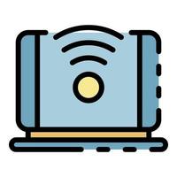 5G laptop network icon color outline vector